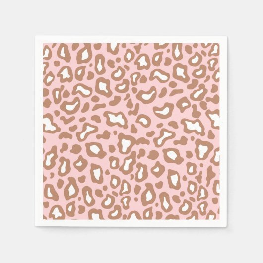 レトロピンクヒョウアニマルプリントパーティーナプキンス スタンダードカクテルナプキン (正面)
