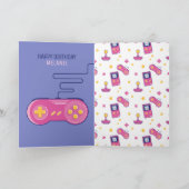 レトロピンクビデオゲームレベルアップカスタム誕生日時代 カード (内部)