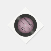 レトロピンクビニール結婚レコードおめでとう スタンダードカクテルナプキン (角)