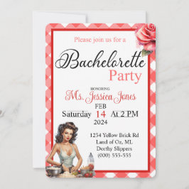 レトロピンクピンナップバチェロレッテ招待状 招待状