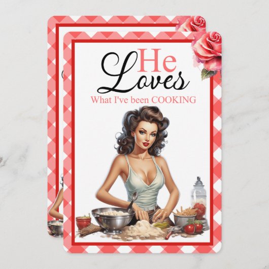 レトロピンクピンナップバチェロレッテ招待状 招待状 (正面/裏面)