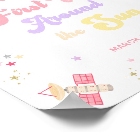 レトロピンクファーストのまわりにトリップザサンウェルカムサイン ポスター (角)