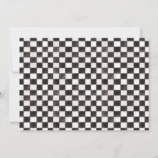 レトロピンクファーストワンレースカー1stバースデーフォト 招待状 (裏面)