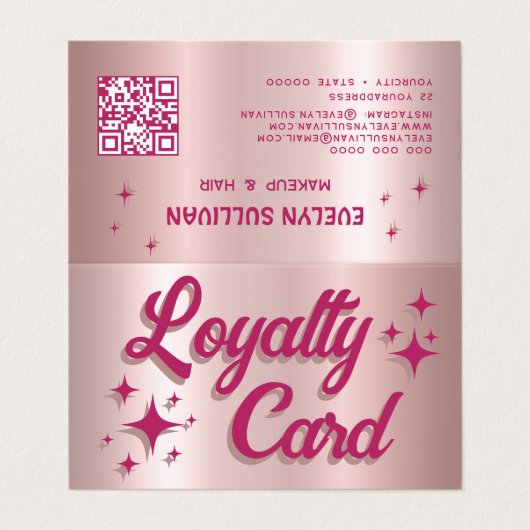 レトロピンクフェイクアイシャドウロイヤリティカード 名刺 (外部フラット)