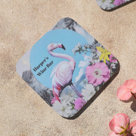 レトロピンクフラミンゴコラージュ コースター