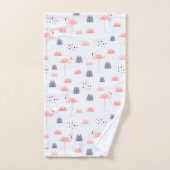 レトロピンクフラミンゴパターンby気まぐれアートワーク™ バスタオルセット (ハンドタオル)