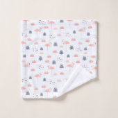 レトロピンクフラミンゴパターンby気まぐれアートワーク™ バスタオルセット (ウォッシュタオル)