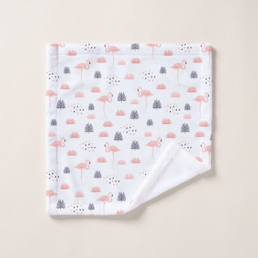 レトロピンクフラミンゴパターンby気まぐれアートワーク™ バスタオルセット (ウォッシュタオル)