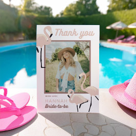 レトロピンクフラミンゴブライダルシャワーサンキューカード 招待状