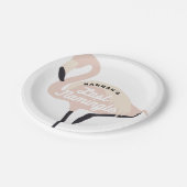 レトロピンクフラミンゴラストフラミングルブライダルシャワー ペーパープレート (アングル)