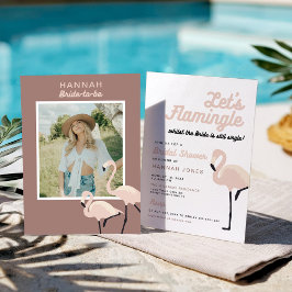レトロピンクフラミンゴレッスフラミングルブライダルシャワー 招待状