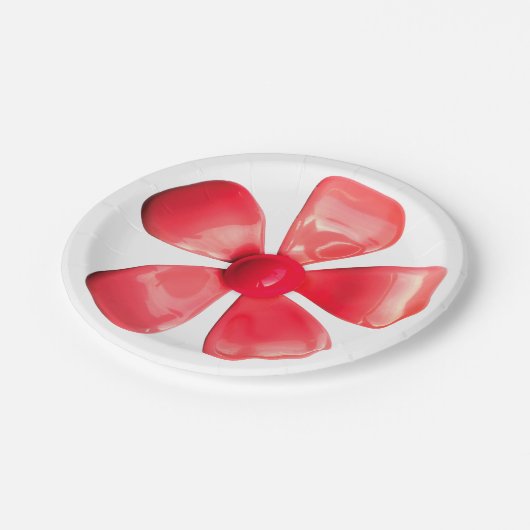 レトロピンクフラワーフローラ春庭園の結婚式 ペーパープレート (アングル)