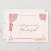レトロピンクフローラ手書きフラワーガール提案 招待状 (正面)