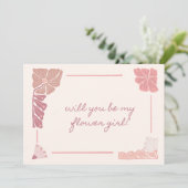 レトロピンクフローラ手書きフラワーガール提案 招待状 (スタンド正面)
