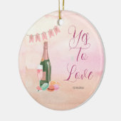 レトロピンクブライダルシャワー セラミックオーナメント (左)