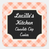 レトロピンクブラックカスタムキッチンギフトステッカー スクエアシール (正面)