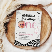 レトロピンクブラックガールズ不気味ワンバースデー 招待状