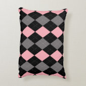 レトロピンクブラックグレーアーガイル アクセントクッション (裏面(縦))
