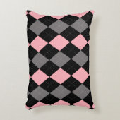レトロピンクブラックグレーアーガイル アクセントクッション (正面(垂直))
