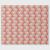 レトロピンクブラックサンタクリスマスラッピング紙 ラッピングペーパー (フラット)