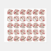 レトロピンクブルーベビードラゴンありがとうステッカー ラベル (シート)