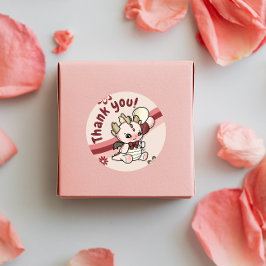 レトロピンクブルーベビードラゴンありがとうステッカー ラベル