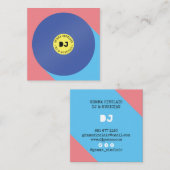 レトロピンクブルーモダンミュージックdjビニルミュージシャン スクエア名刺 (正面/裏面)