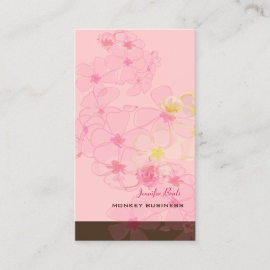 レトロピンクプルメリア/DIY背景色 名刺 (正面)