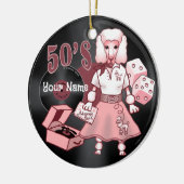 レトロピンクプードルオーナメント セラミックオーナメント (左)