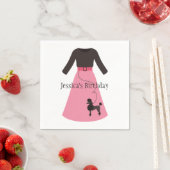 レトロピンクプードルスカートのカスタマイズ スタンダードカクテルナプキン (インサイチュ)