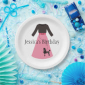 レトロピンクプードルスカート ペーパープレート (パーティー)