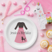 レトロピンクプードルスカート ペーパープレート (パーティー)