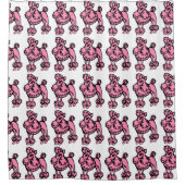 レトロピンクプードルバスルームのデコーシャワーカーテン シャワーカーテン (正面)