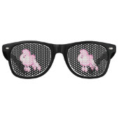 レトロピンクプードルパーティーシェードと黒フレーム レトロサングラス (正面)