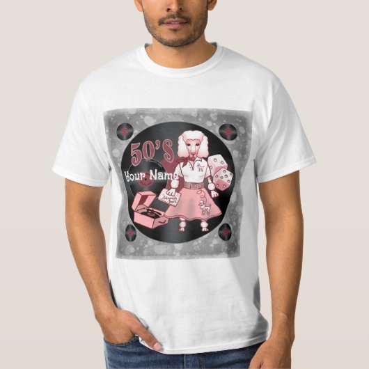 レトロピンクプードル Tシャツ (正面)