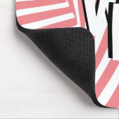 レトロピンクホワイト抽象芸術ゼブラパターンイニシャル マウスパッド (コーナー)