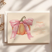 レトロピンクボウカボチャ赤ちゃんシャワーおむつラッフル エンクロージャーカード