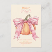 レトロピンクボウカボチャ赤ちゃんシャワーおむつラッフル エンクロージャーカード (正面)