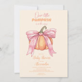 レトロピンクボウカボチャ赤ちゃんシャワー 招待状 (正面)