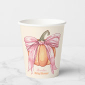 レトロピンクボウカボチャ赤ちゃんシャワー 紙コップ (正面)