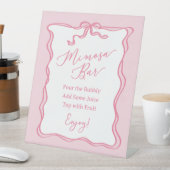 レトロピンクボウ彼女が結んでいる結び目ミモサバー 台座サイン (インサイチュ)