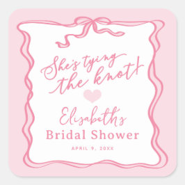 レトロピンクボウ結び目 スクエアシール