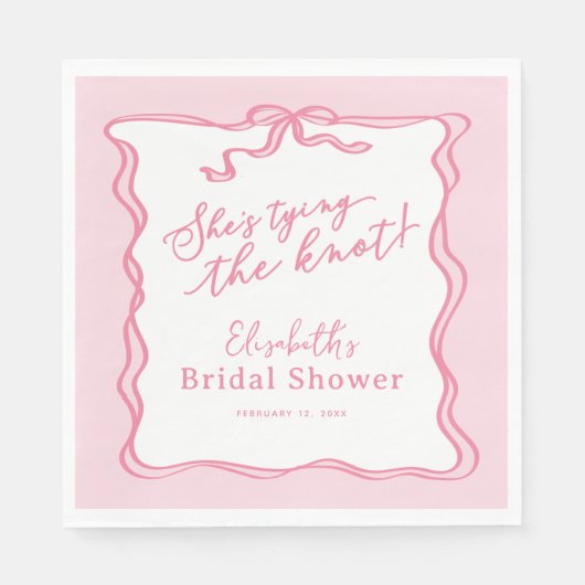 レトロピンクボウ結び目 スタンダードランチョンナプキン (正面)