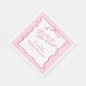 レトロピンクボウ結び目 スタンダードランチョンナプキン (角)