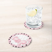 レトロピンクポフランスのードルパーティーコースター ラウンドペーパーコースター (インサイチュ)