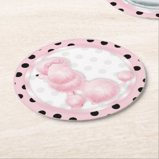 レトロピンクポフランスのードルパーティーコースター ラウンドペーパーコースター