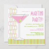レトロピンクマルティーニカクテルパーティの招待状 招待状 (正面)