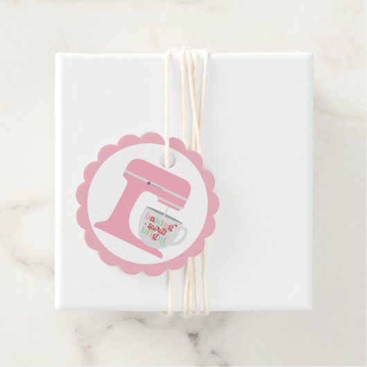 レトロピンクミキサーベーキングスピリットの明るいクリスマス フェイバータグ (インサイチュ)