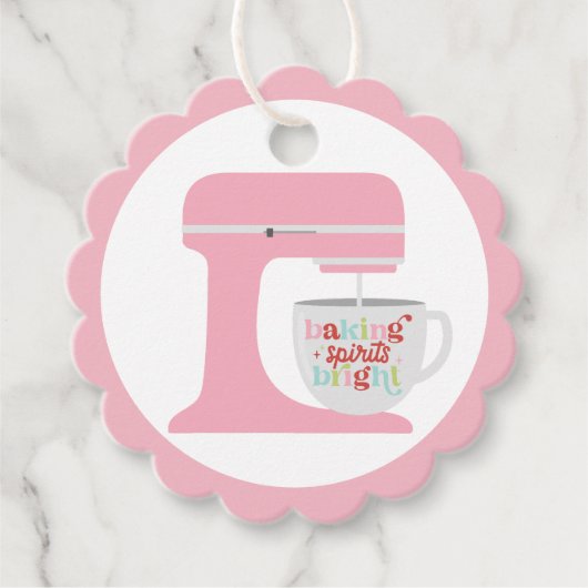 レトロピンクミキサーベーキングスピリットの明るいクリスマス フェイバータグ (正面)