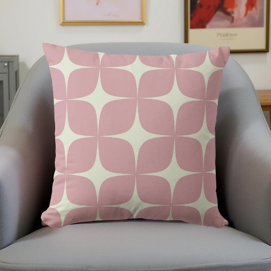 レトロピンクミッドセンチュリーモダンボホジオメトリック クッション